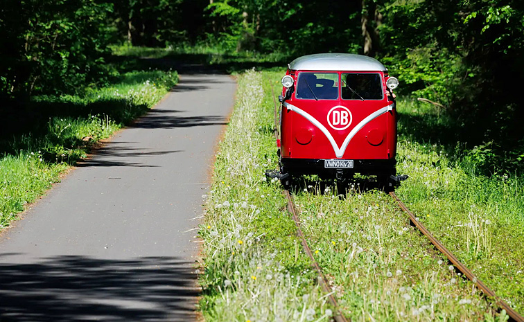 Volkswagen Camper Bus runs like Train on Rail tracks: Photos5