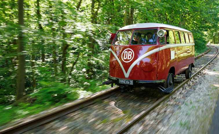 Volkswagen Camper Bus runs like Train on Rail tracks: Photos1