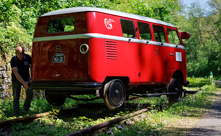 Volkswagen Camper Bus runs like Train on Rail tracks: Photos7