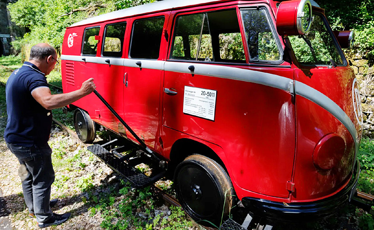 Volkswagen Camper Bus runs like Train on Rail tracks: Photos8