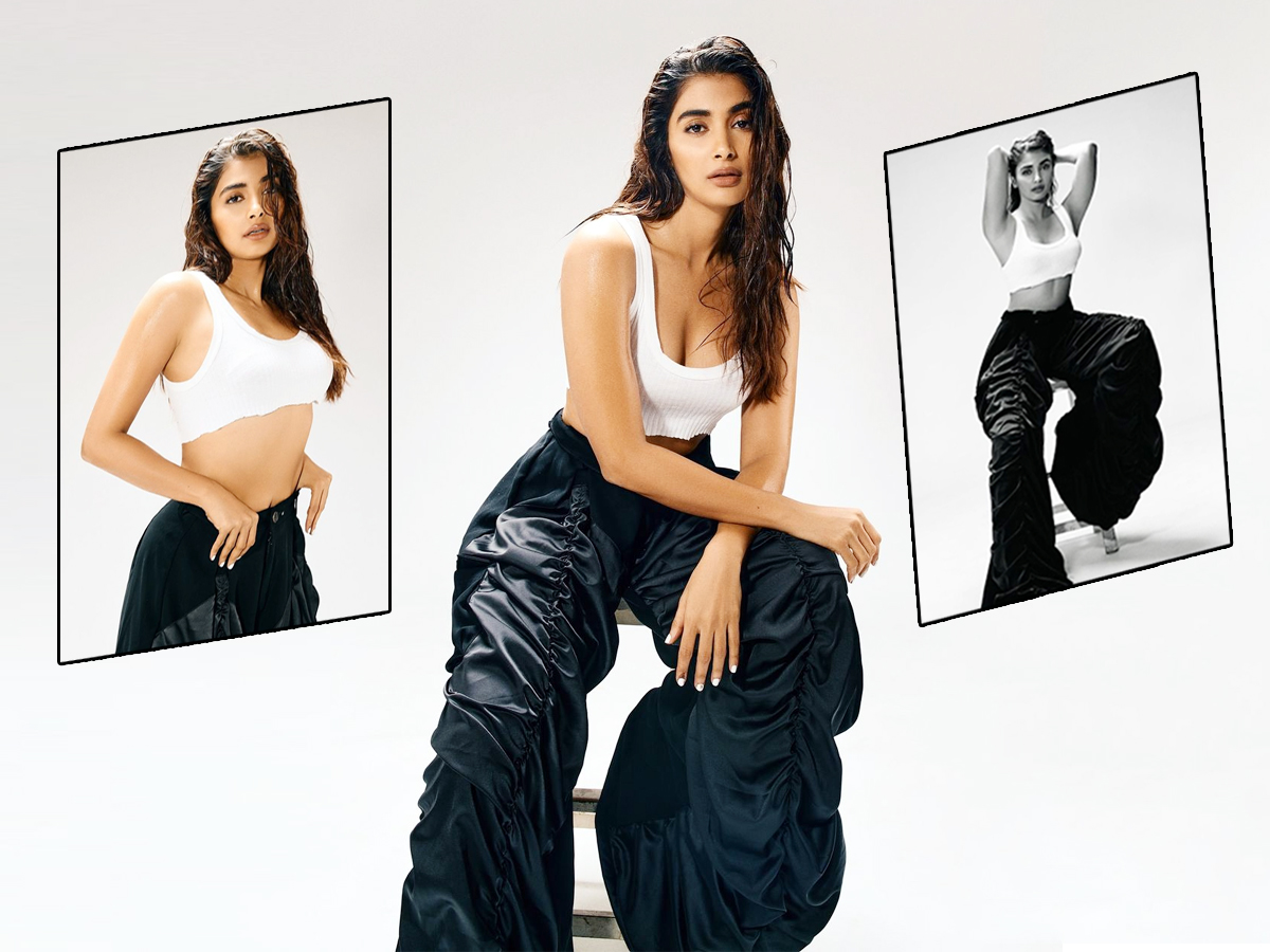  Pooja Hegde Looked As Edgy In A White Crop Top And baggy pants1