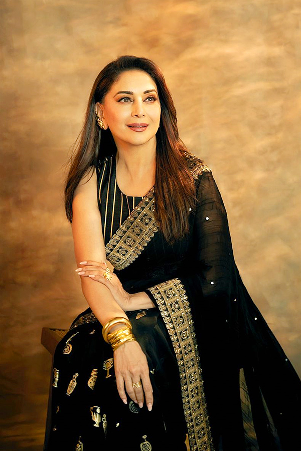 Bollywood Star actress Madhuri Dixit shares magical Photos in black saree Photos2