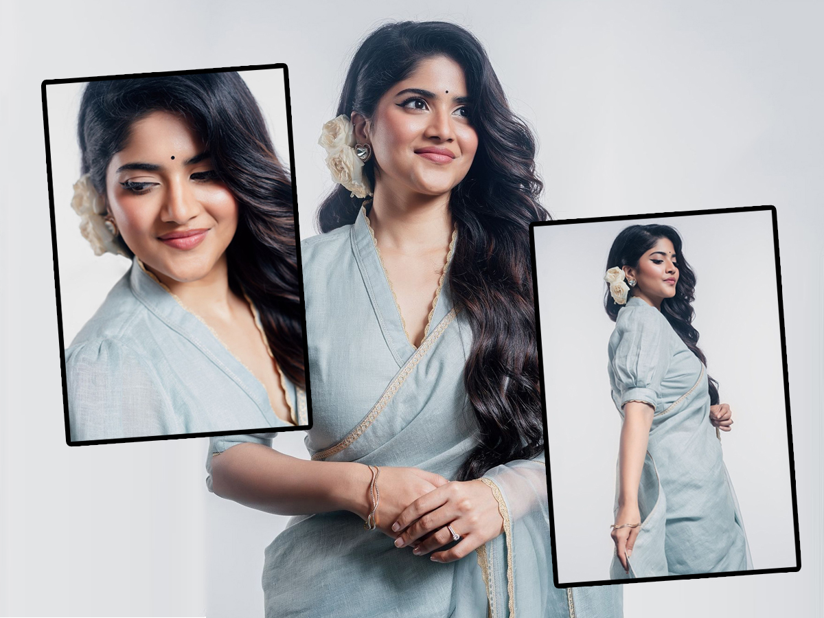 Tollywood Actress Megha Akash Dazzling Photos In Retro Style Saree1