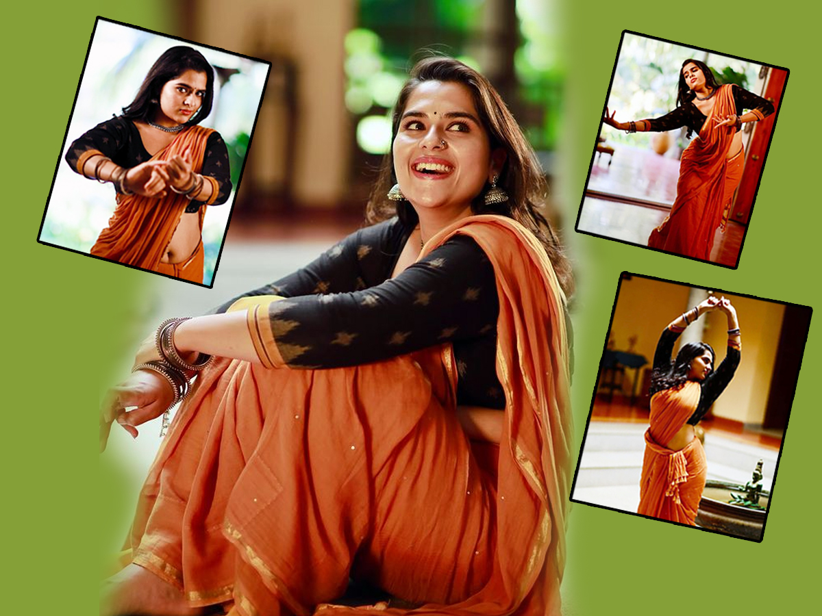 Balagam heroine Kavya kalyanram mesmarizing dance steps in saree1