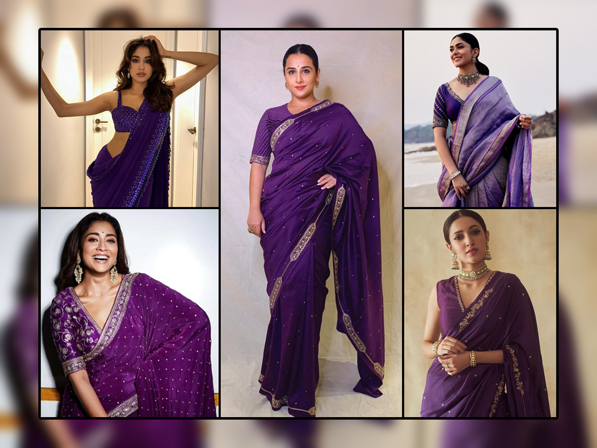 Vibrates Your Look With Trendy Purple Color Saree1
