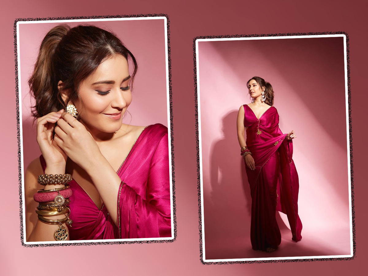 Tollywood Actress Raashii Khanna Gorgeous Photos In Pink Saree1