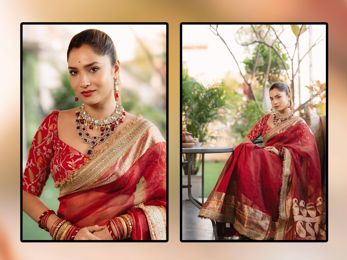 Bollywood Tv Actress Ankita Lokhande Stunning Photos In Red Saree1