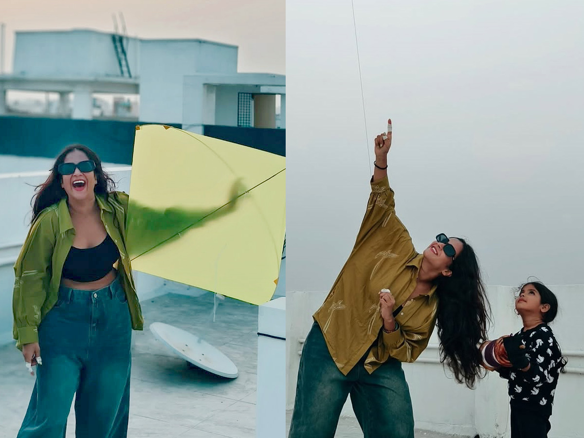 Deepthisunaina Flying Kite Photos Viral1