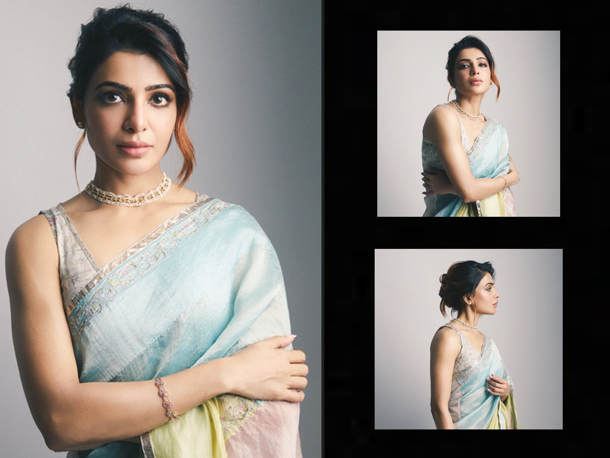 Samantha Pretty In Pastel Color Tissue Saree1