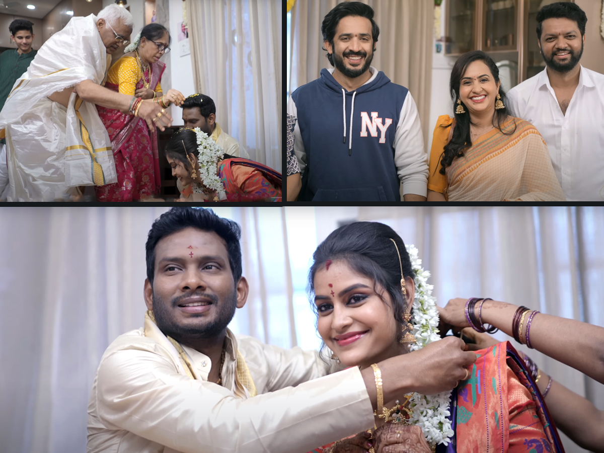 Soniya Akula took the blessings of her in laws before Satyanarayana Vratam after marriage1