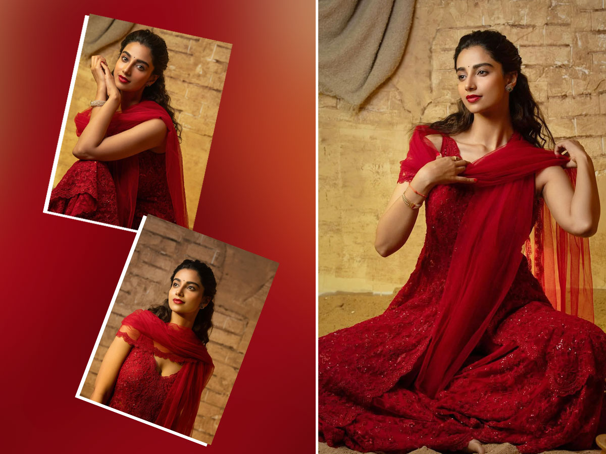 Tollywood Actress Meenakshi Chaudhary Crazy Looks In Red Dress Photo Gallery1