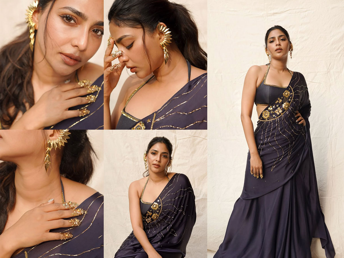 Aishwarya Lekshmi Black Saree Look Photos1