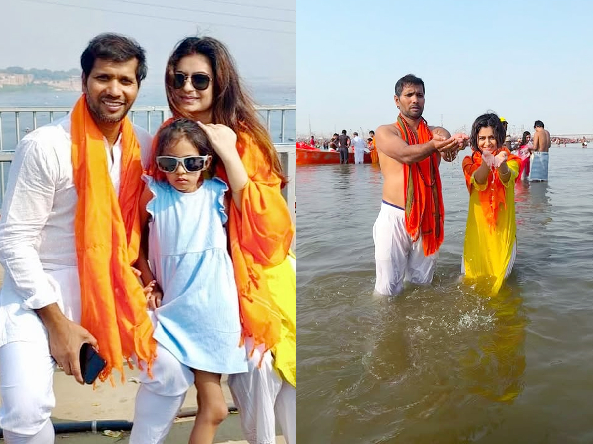 Former Indian bowler Ashok Dinda takes a holy dip in Mahakumbh1