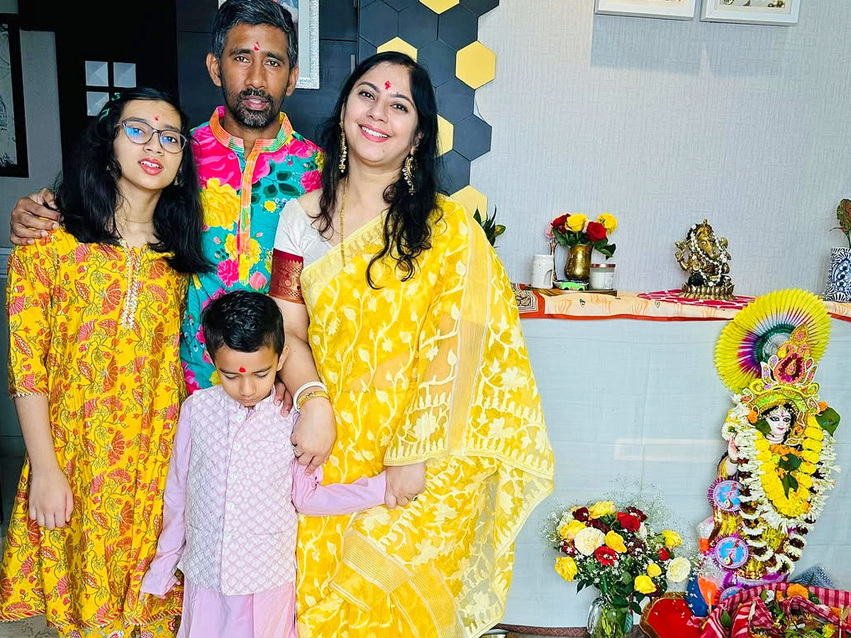 Cricketer Wriddhiman Saha Celebrating Saraswati puja at home with family Photos1