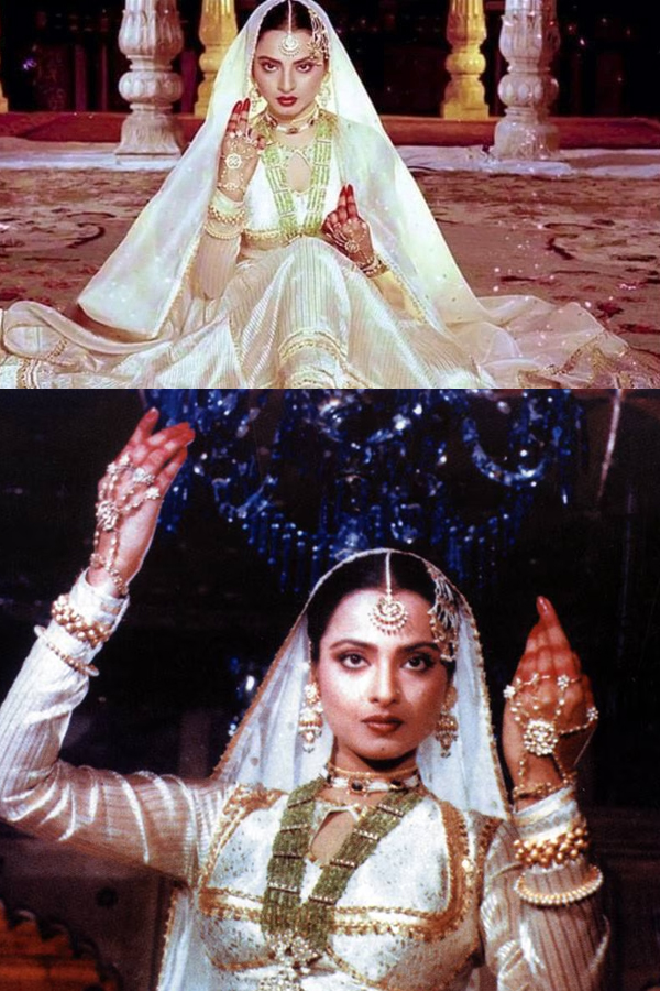 Legendary Rekha turns in a  pink gold saree looks stunning10