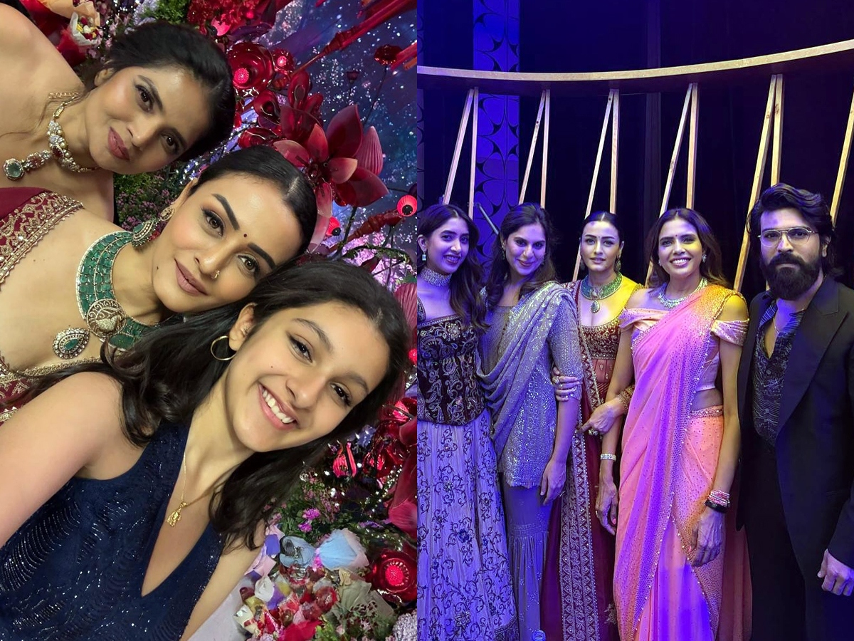 Mahesh family and Ram Charan couple attended to the wedding 1