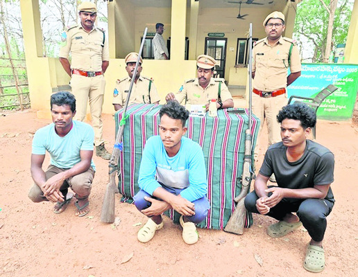 నాటు తుపాకులతో ముగ్గురి అరెస్ట్‌ 1