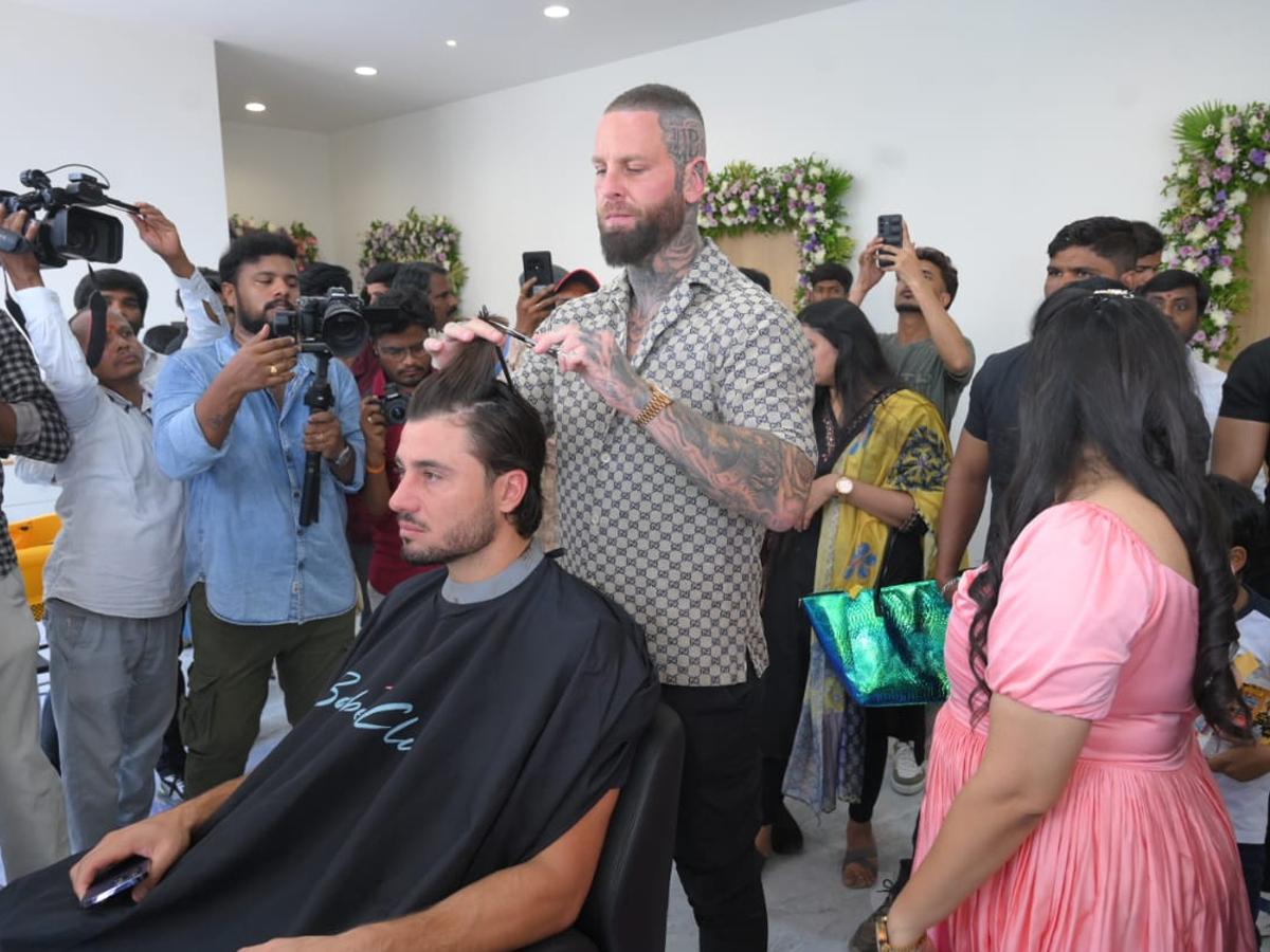 Sunrisers Hyderabad Player Nitish Kumar Reddy launches TBC salon In Nallagandla Photos5
