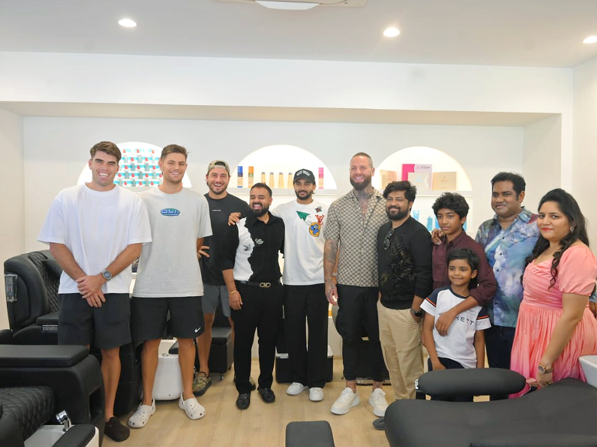 Sunrisers Hyderabad Player Nitish Kumar Reddy launches TBC salon In Nallagandla Photos8