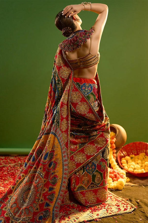 Actress Hansika shines In a colorful saree PHotos2