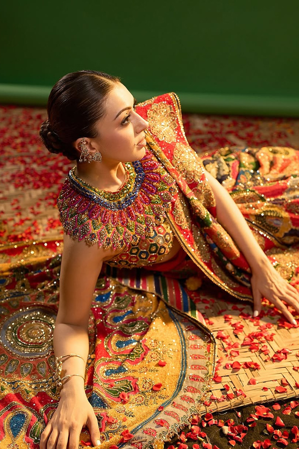 Actress Hansika shines In a colorful saree PHotos7