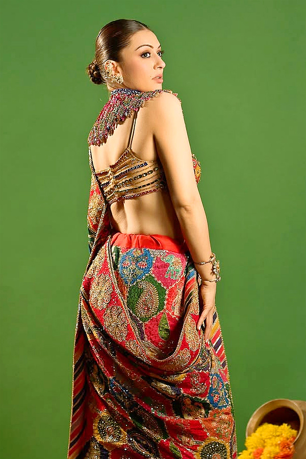 Actress Hansika shines In a colorful saree PHotos9