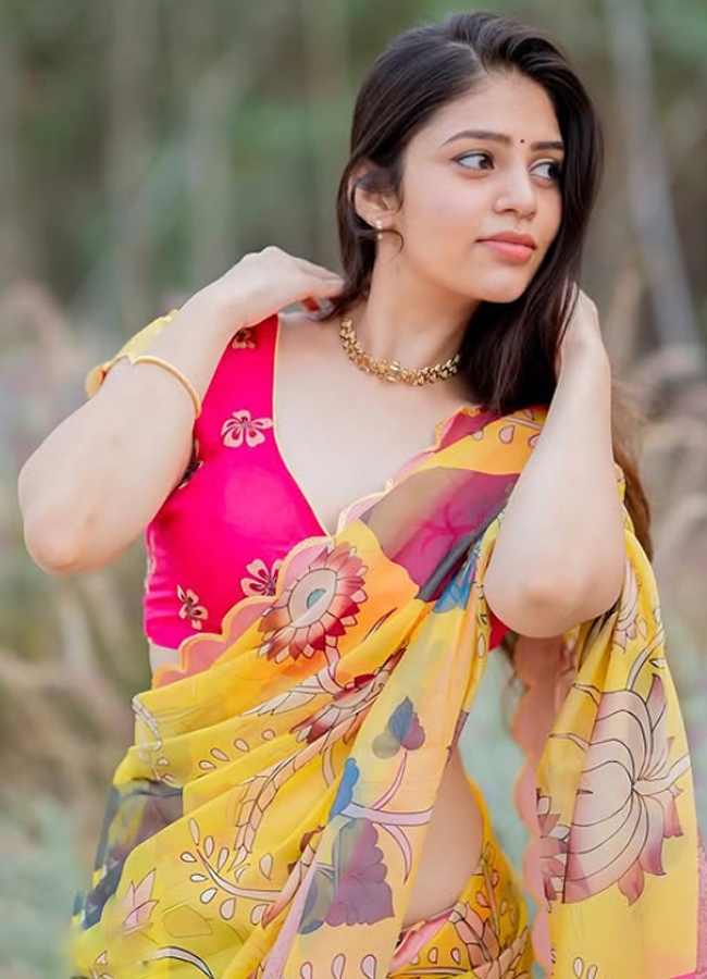 Bandhavi Sridhar Glam in colorfull saree photos 4