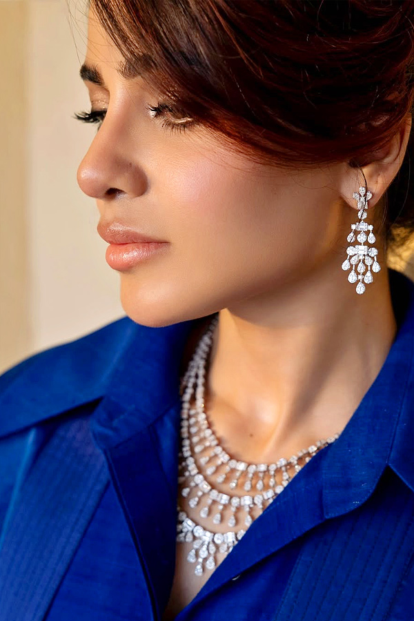 Actress Samantha Stunning looks In Royal blue dress Photos5