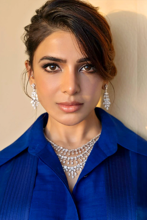 Actress Samantha Stunning looks In Royal blue dress Photos6