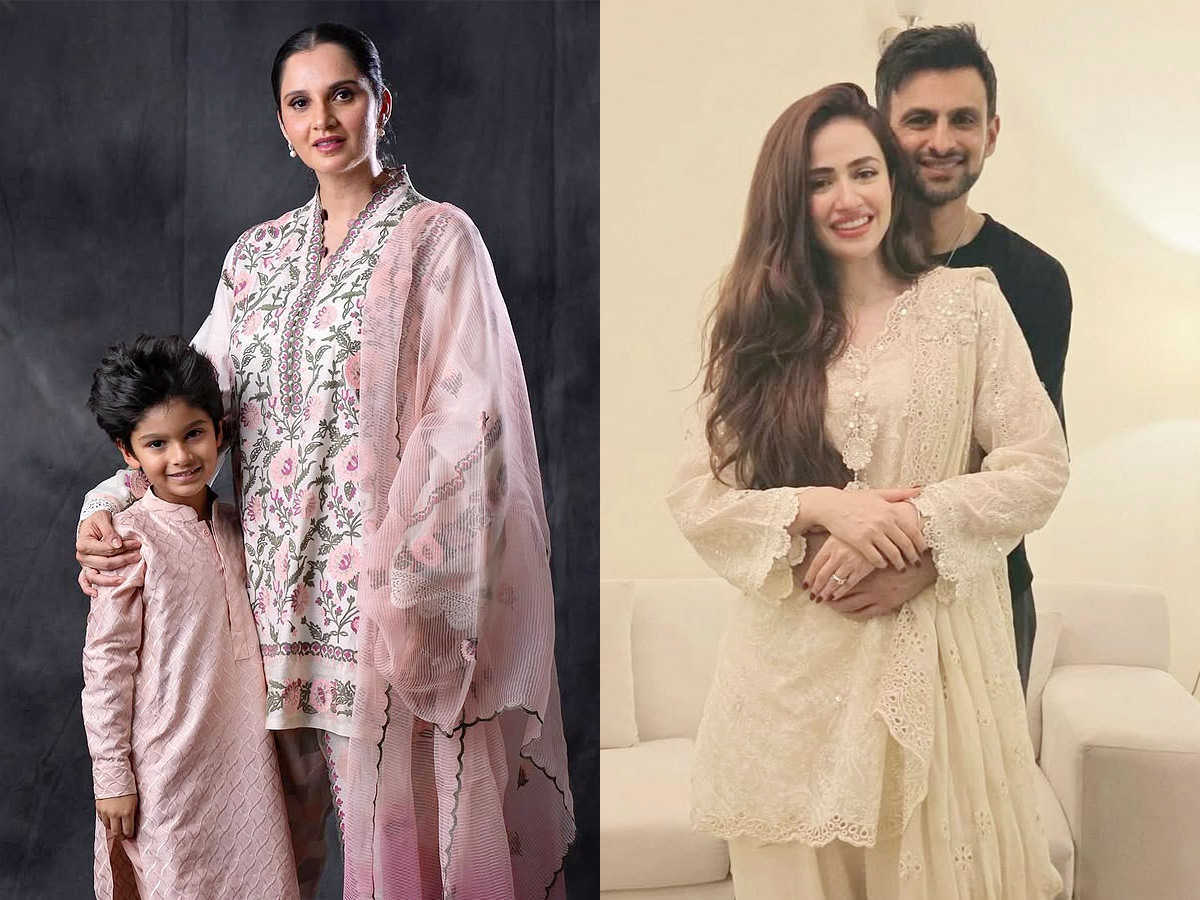 sania mirza With Son.. Shoaib Malik Celebrates Eid With Wife Sana javed Photos1