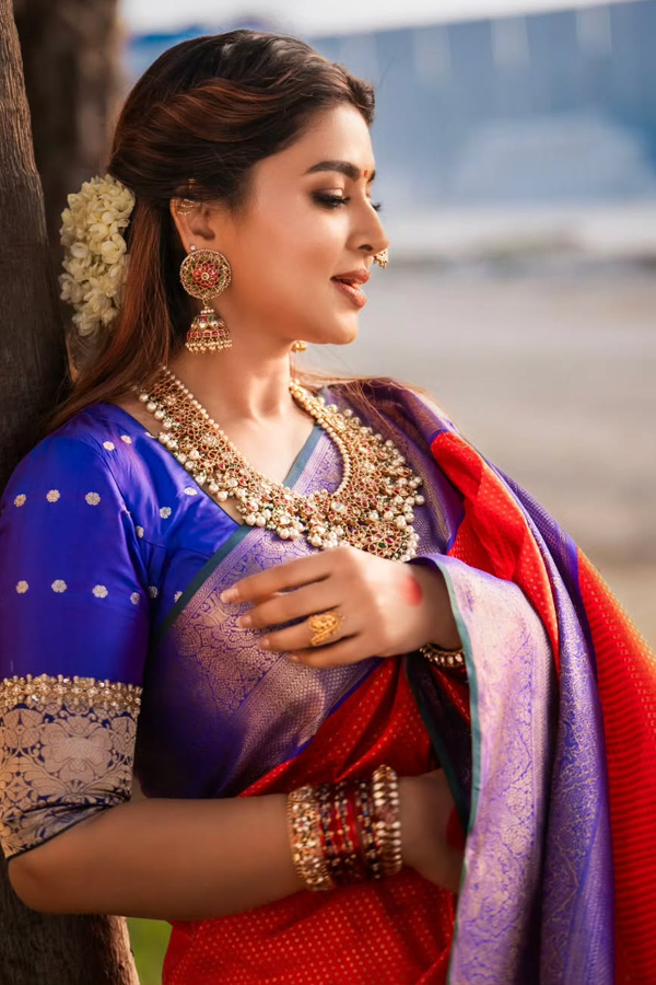 actress Sneha stunning looks in elegant saree9