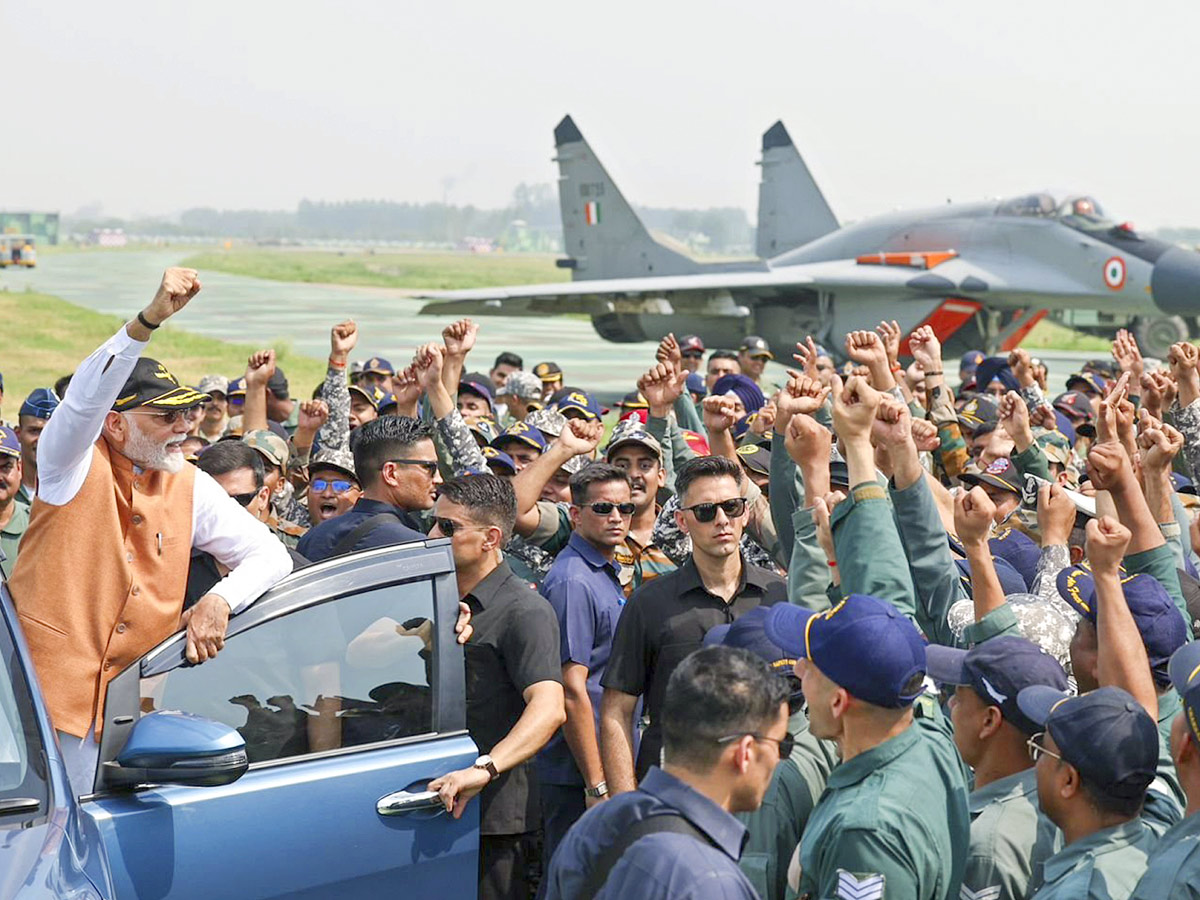 PM Narendra Modi meets jawans at Adampur Airbase Photos1