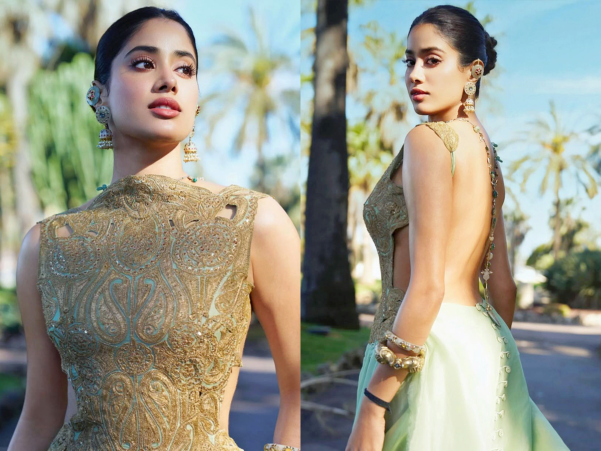 Janhvi Kapoor continues to bring desi drama At Cannes Film Festival in backless dress Photos1
