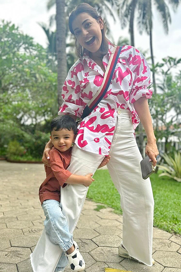 Actress Kajal Aggarwal cute moments With Son Photos12