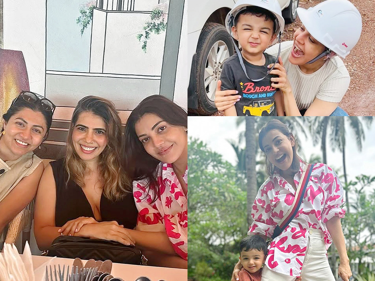 Actress Kajal Aggarwal cute moments With Son Photos1