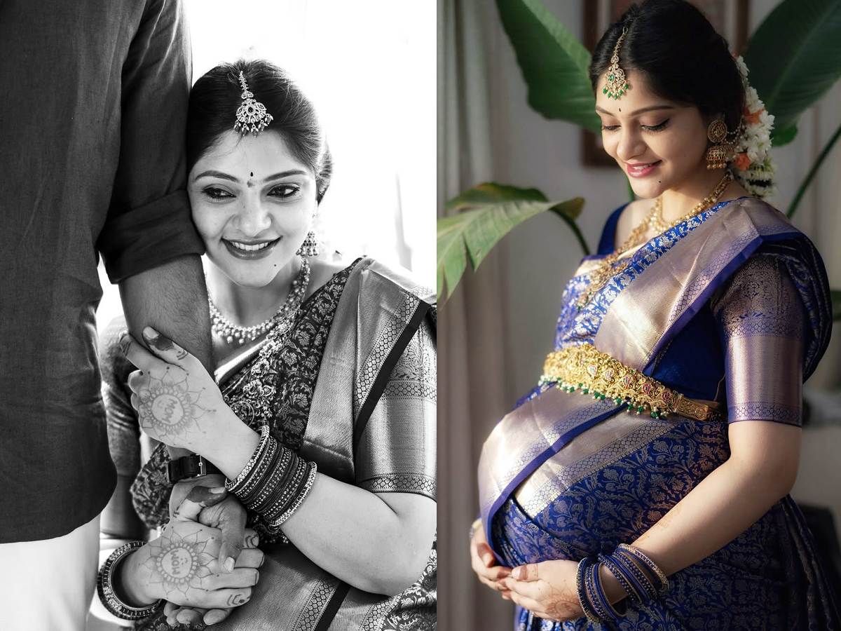 Hero kiran abbavaram wife rahasya gorak seemantham photos1