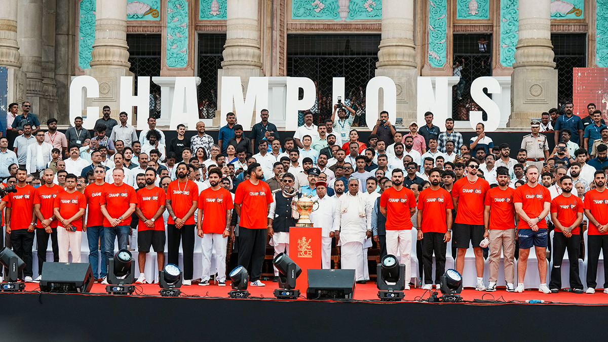 IPL 2025 winning Royal Challengers Bengaluru team felicitation ceremony at the Chinnaswamy Stadium6