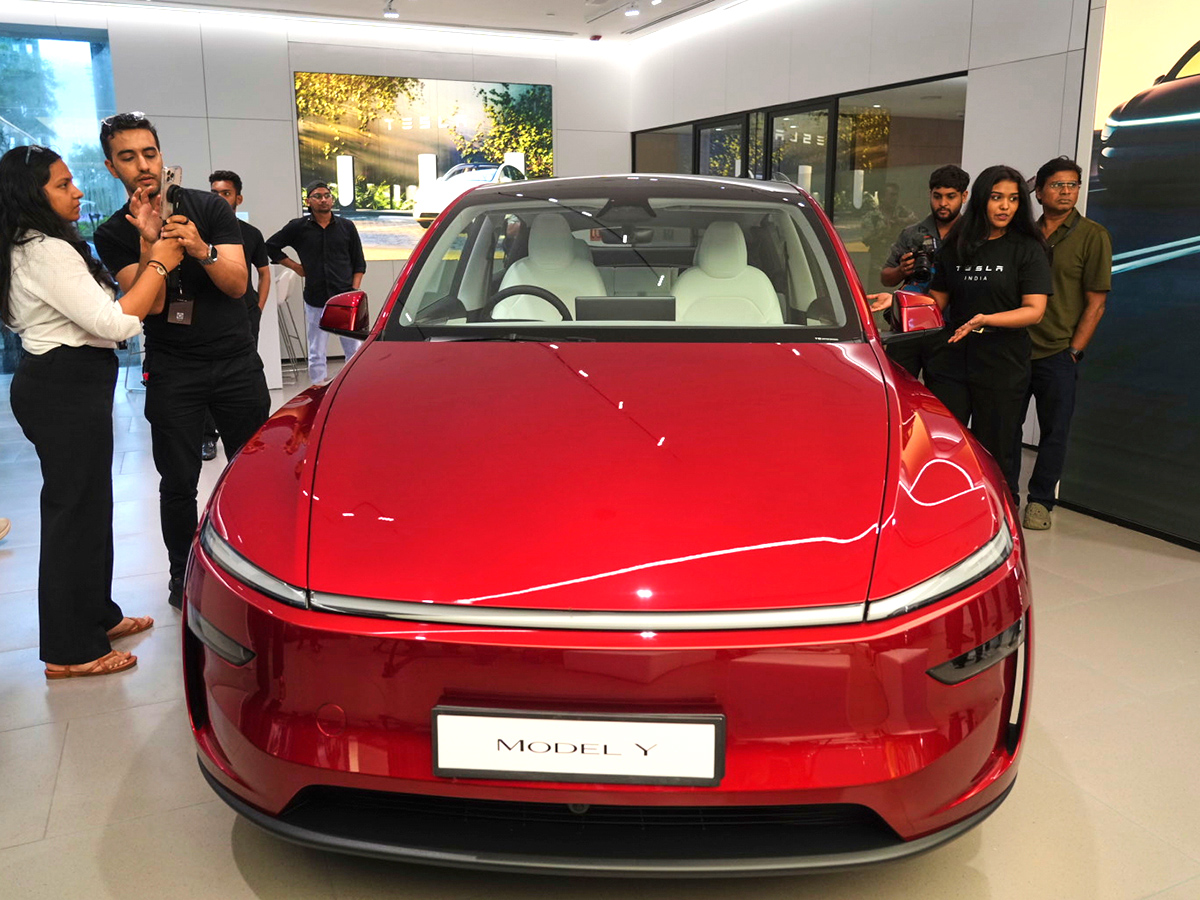 Tesla Model Y Vehicle inauguration of India first Tesla showroom in Mumbai 1