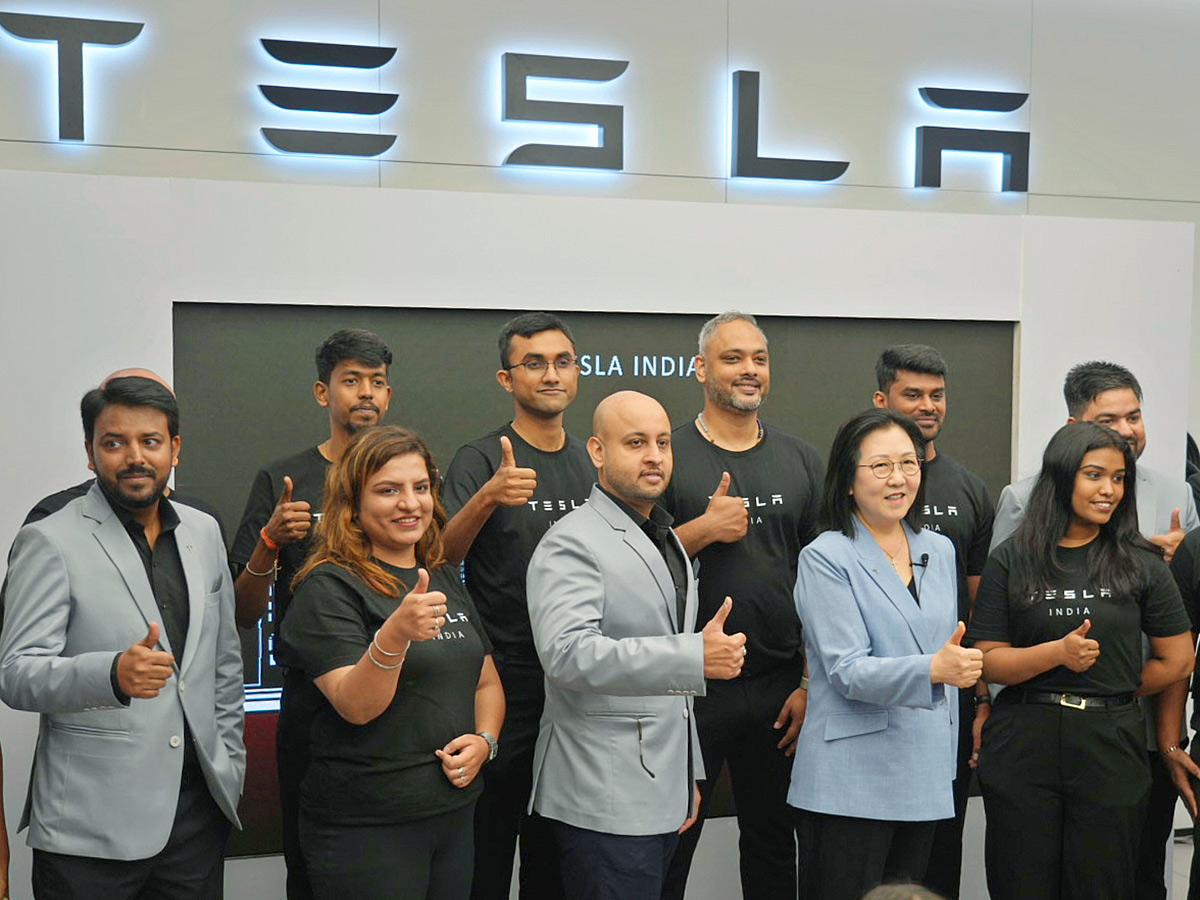 Tesla Model Y Vehicle inauguration of India first Tesla showroom in Mumbai 12