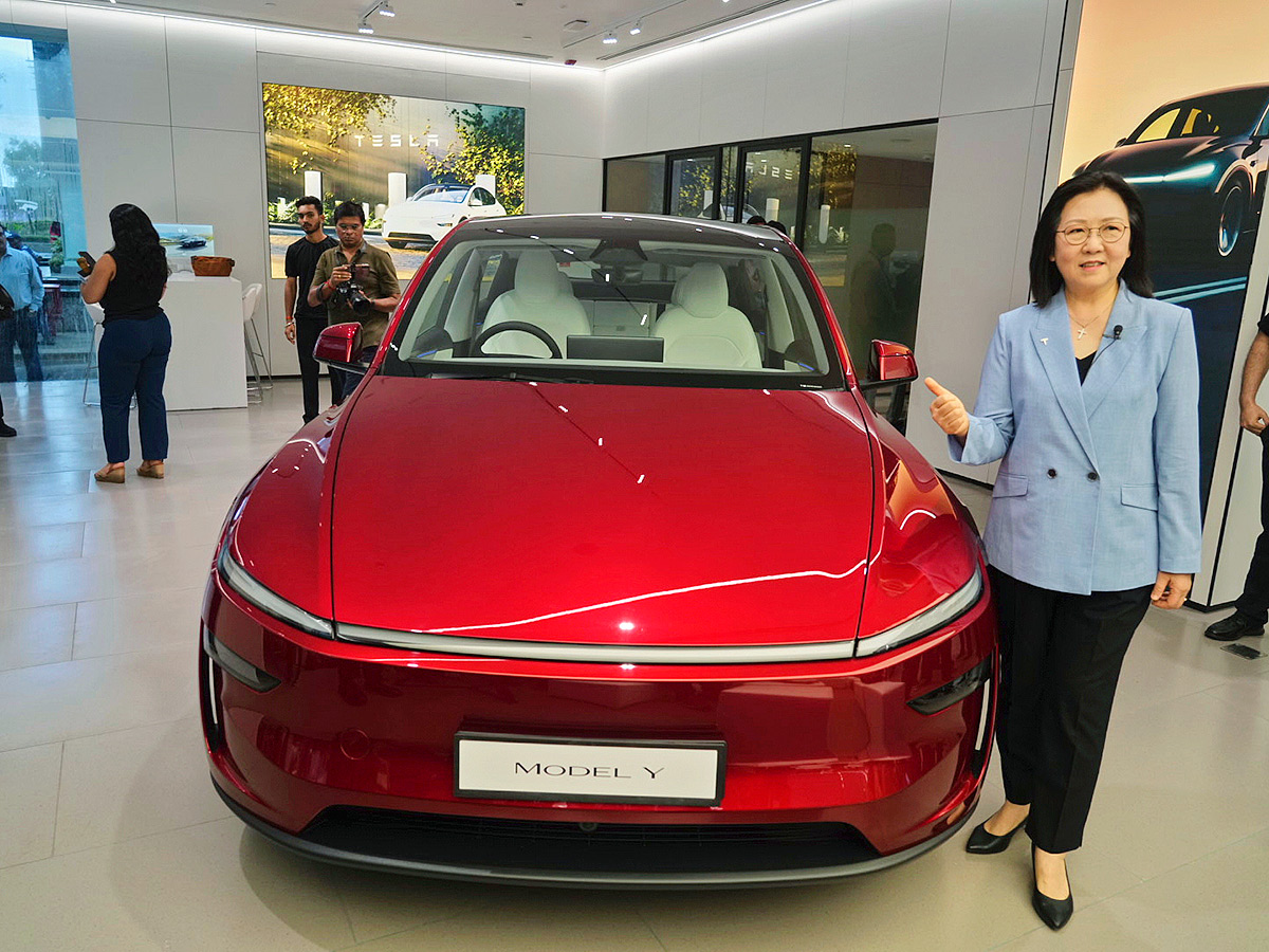 Tesla Model Y Vehicle inauguration of India first Tesla showroom in Mumbai 14