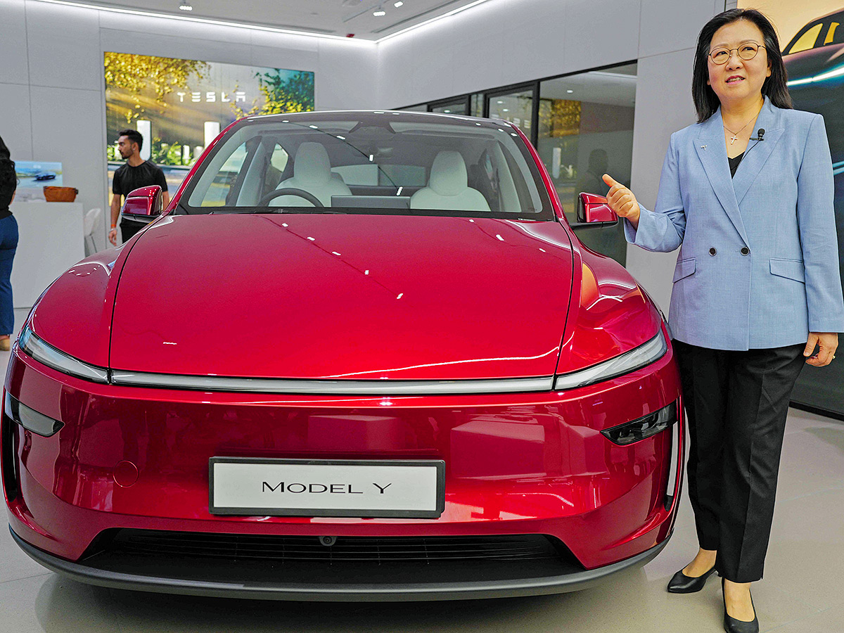 Tesla Model Y Vehicle inauguration of India first Tesla showroom in Mumbai 16