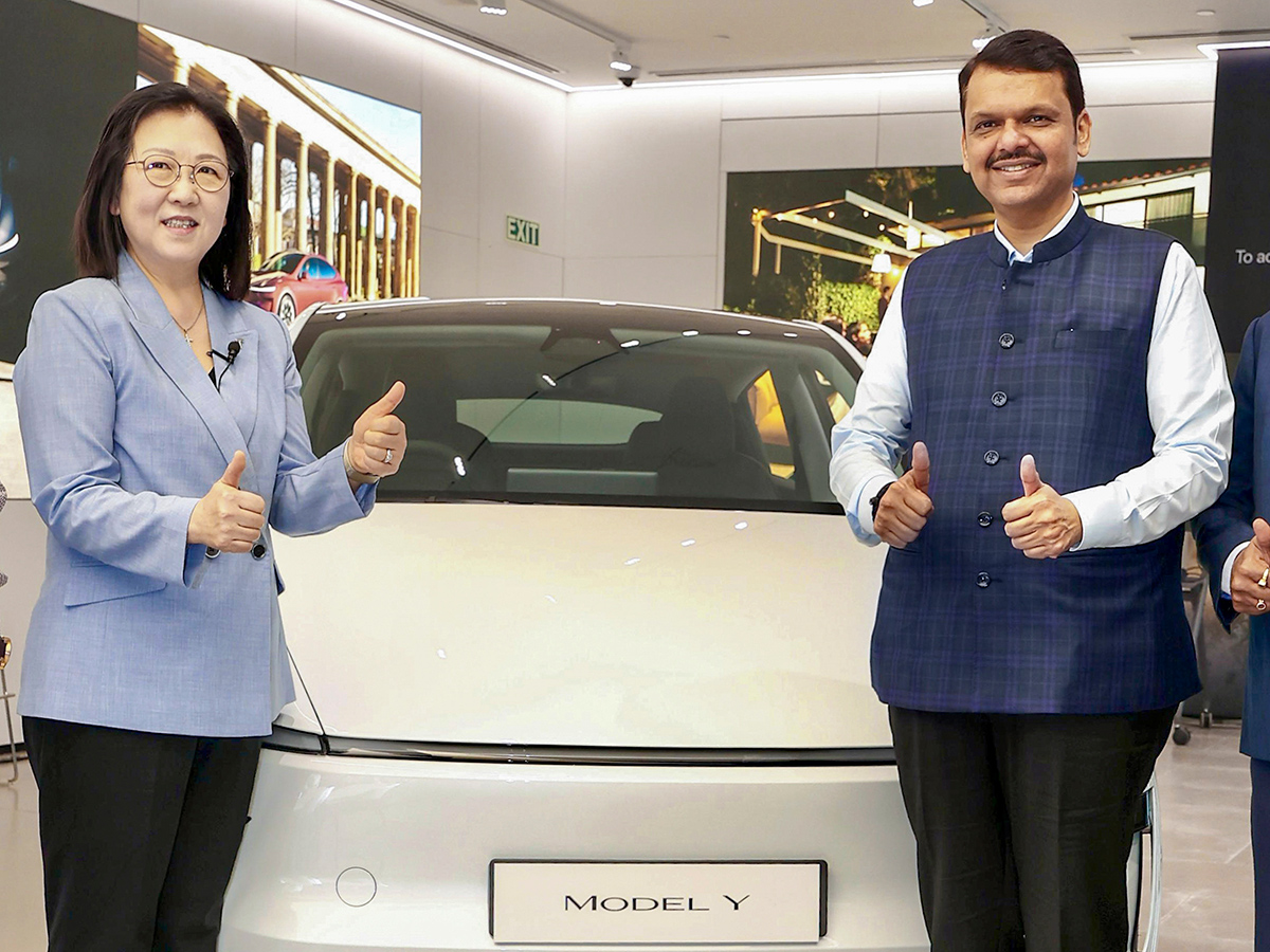Tesla Model Y Vehicle inauguration of India first Tesla showroom in Mumbai 2
