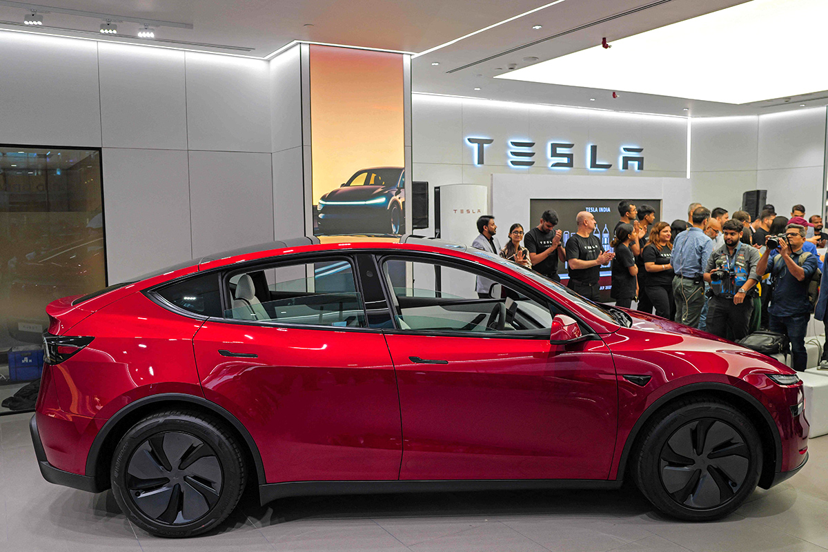 Tesla Model Y Vehicle inauguration of India first Tesla showroom in Mumbai 6