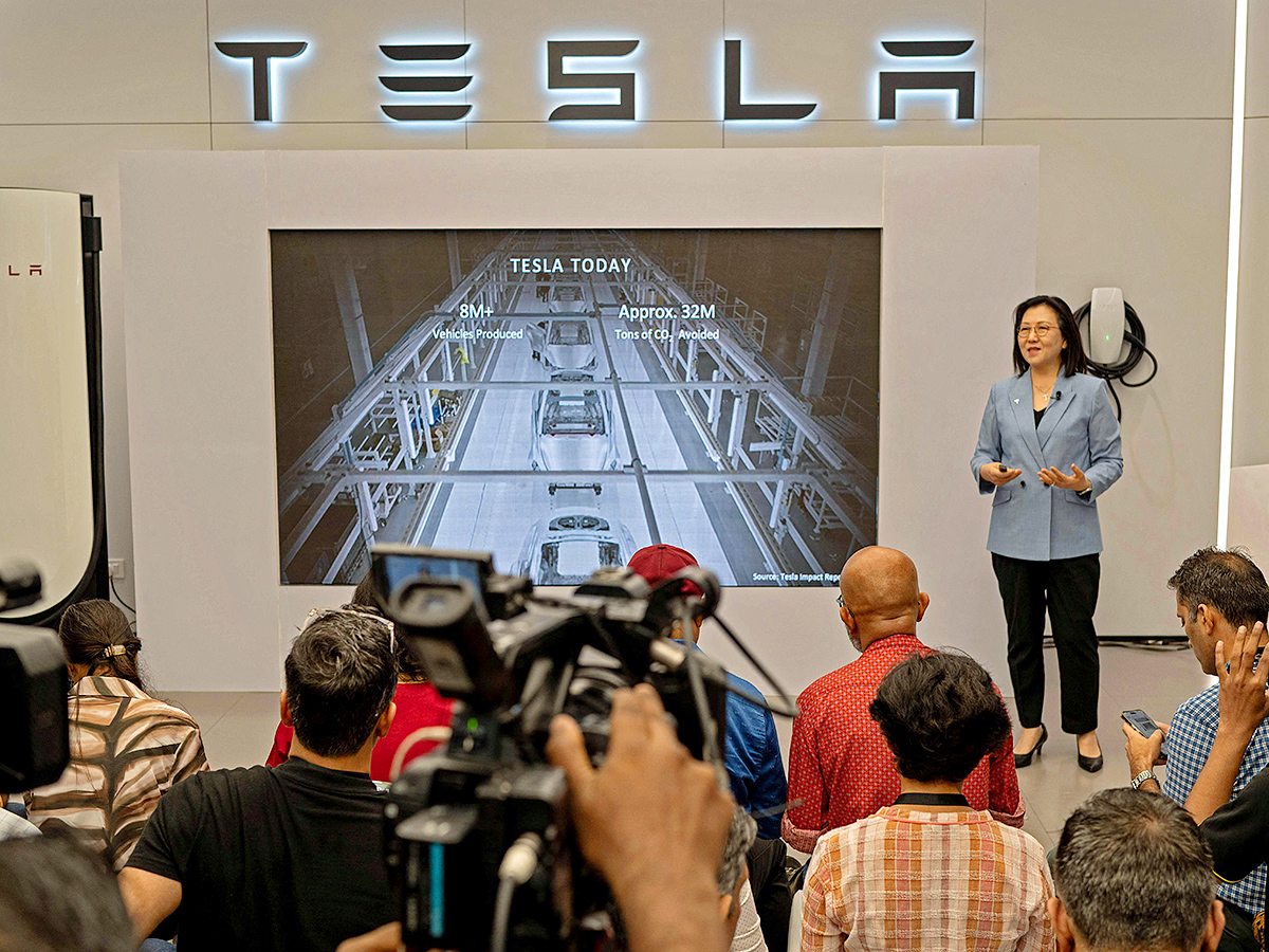 Tesla Model Y Vehicle inauguration of India first Tesla showroom in Mumbai 9