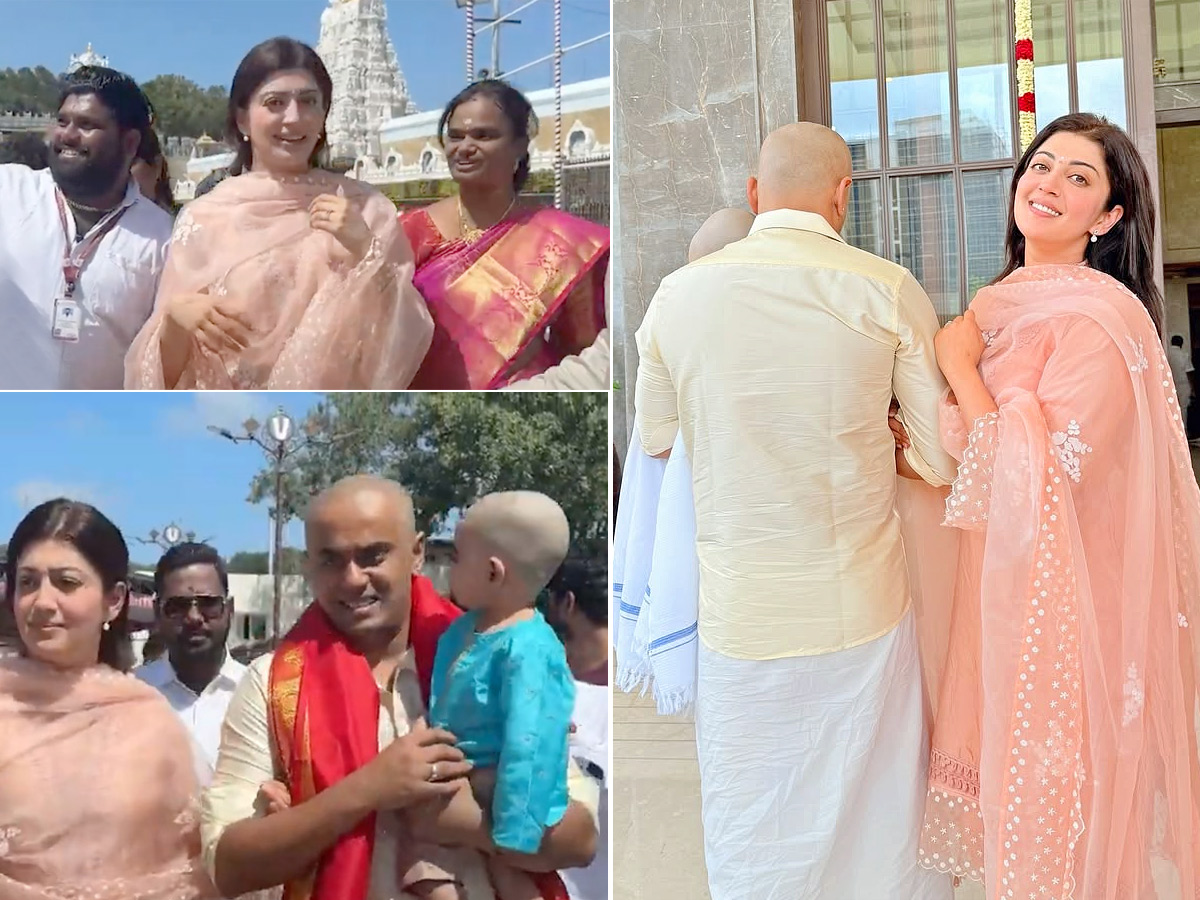 Actress Pranitha Subhash Visited Tirumala Along With Husband And Son Photos1
