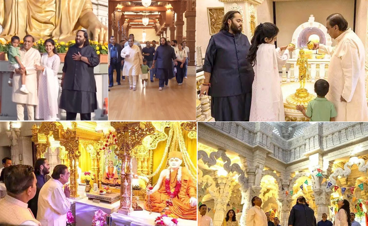 Mukesh Ambani, Radhika Merchant, Anant Ambani Spiritual Visit To Londons Swaminarayan Temple Photos1