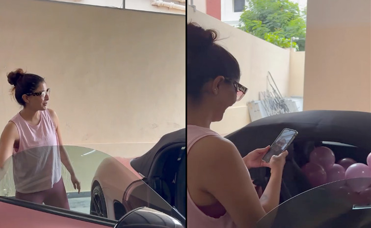 Varalaxmi Sarathkumar Receives Pink Porsche As Anniversary Gift Photos6