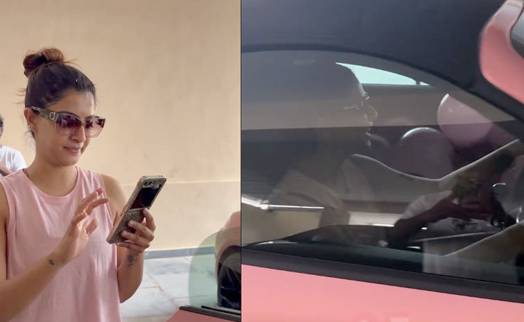 Varalaxmi Sarathkumar Receives Pink Porsche As Anniversary Gift Photos7