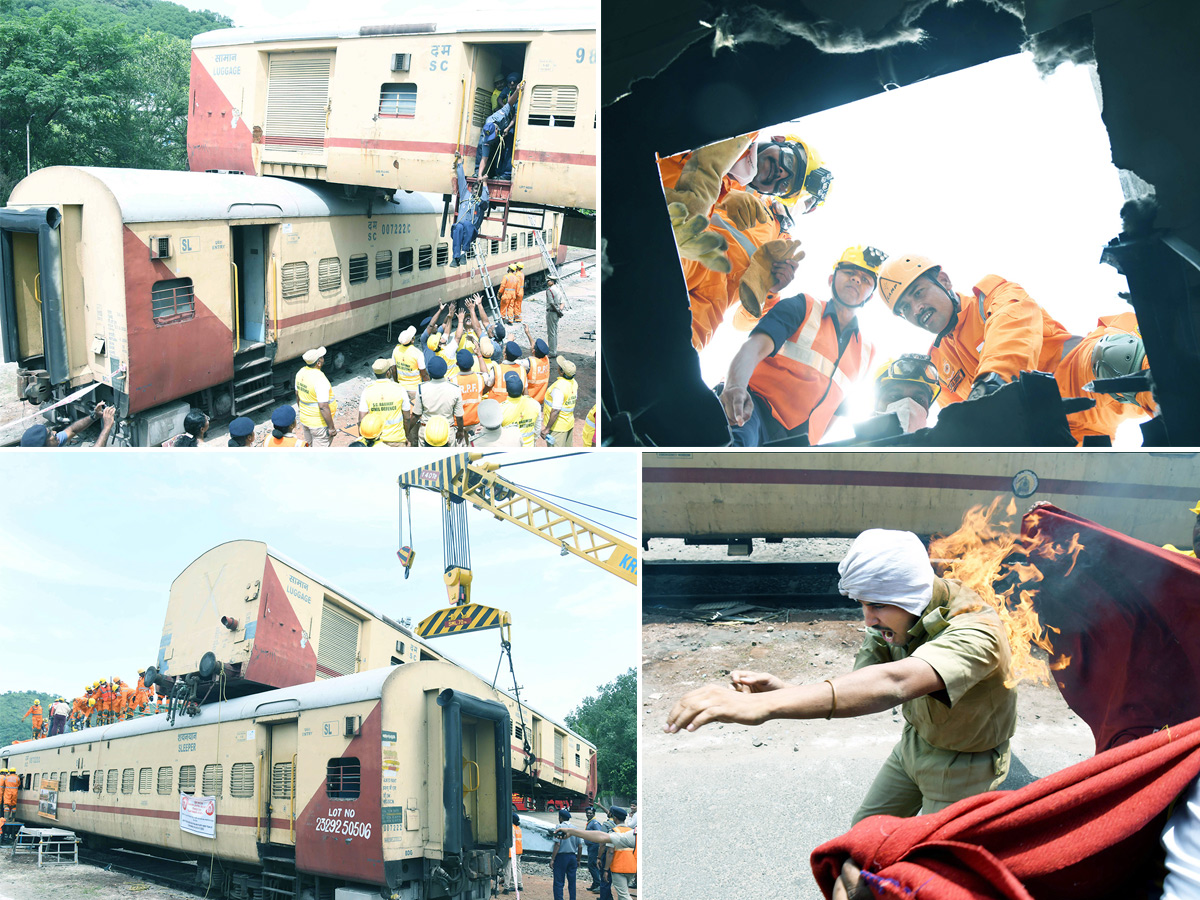Mock Train Accident Drill At Vijayawada Railway Station Photos1