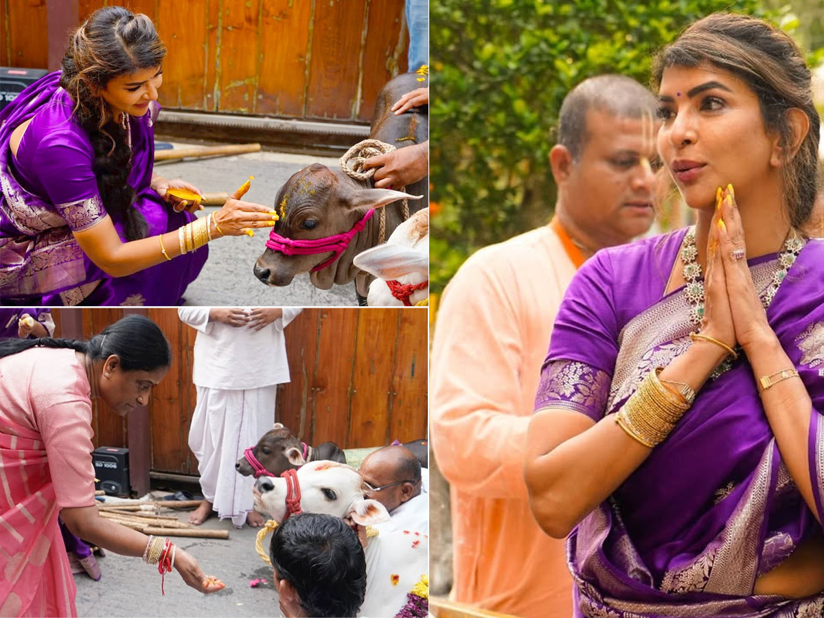 Manchu Lakshmi participated in cow worship under the Auspices of ISKCON Photos1